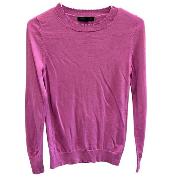 Banana Republic Sweaters - Banana Republic Womens Merino Wool Sweater Size XS Ruffle Neck Purple Preppy
